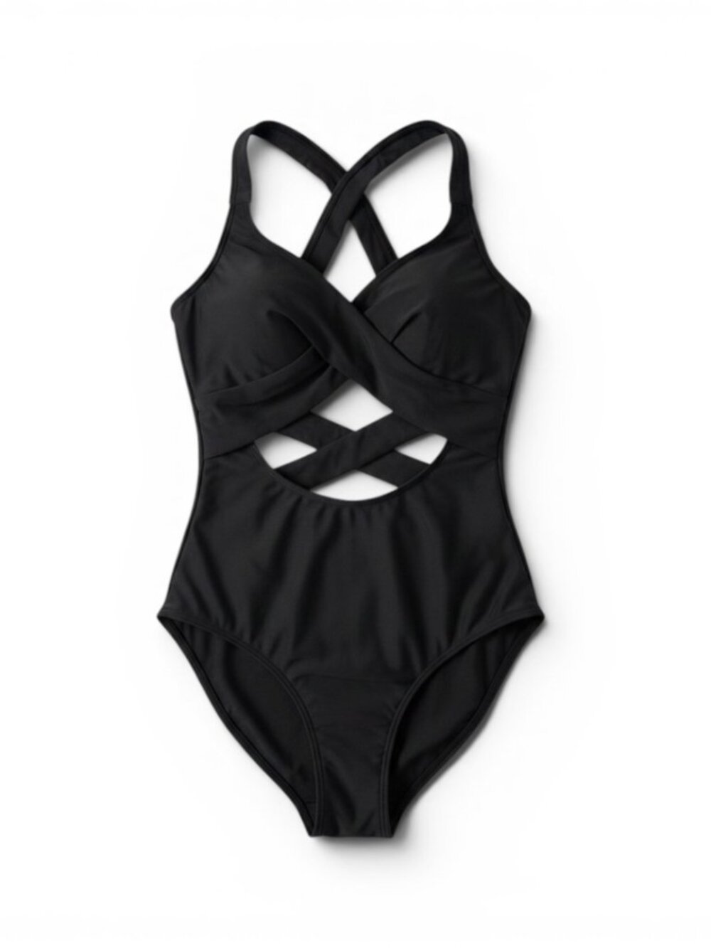 Black Crisscross One-Piece Swimsuit - Sleek Coverage